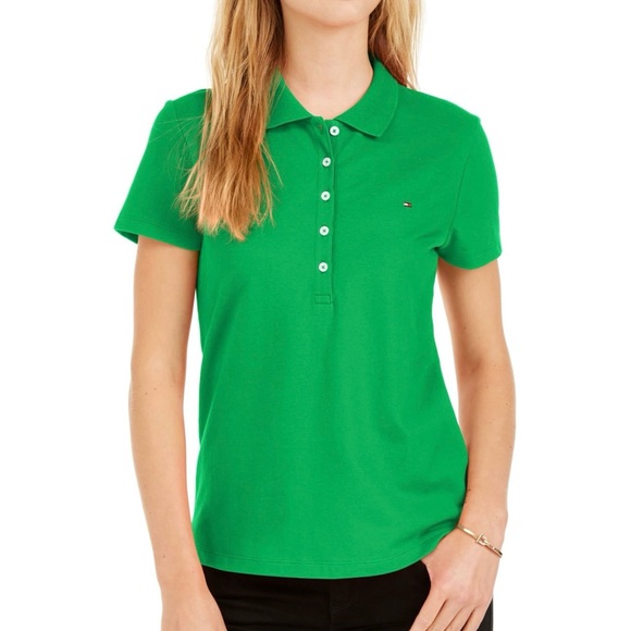 Tommy Hilfiger Tops - TOMMY HILFIGER Green Embroidered Logo Collard Polo